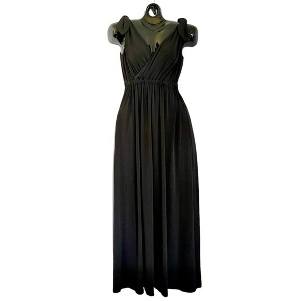 NWOT Vicky Tiel Black Sleeveless Draped Grecian Style Maxi Dress Evening Gown